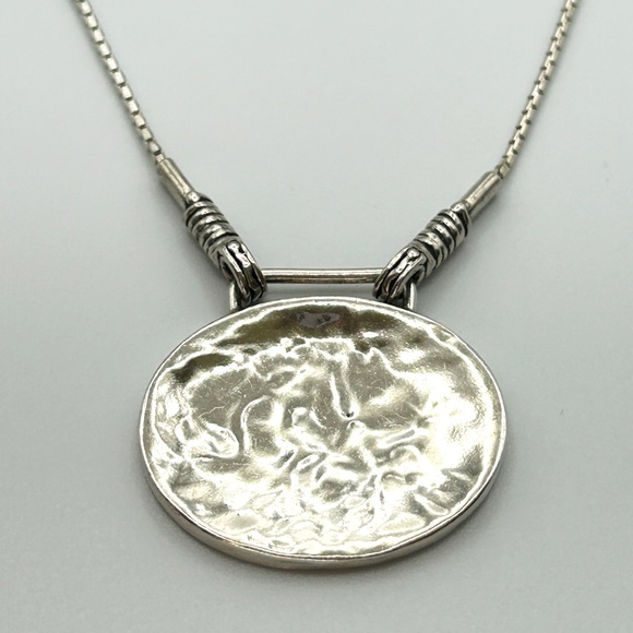 N1356 Vintage Silpada Oval 925 Sterling Silver Pendant Necklace 'Seattle Skies’ - Picture 4 of 15
